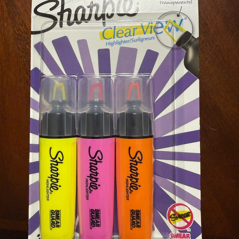Sharpie Clear View Highlighter Set - Yellow, Pink, Orange